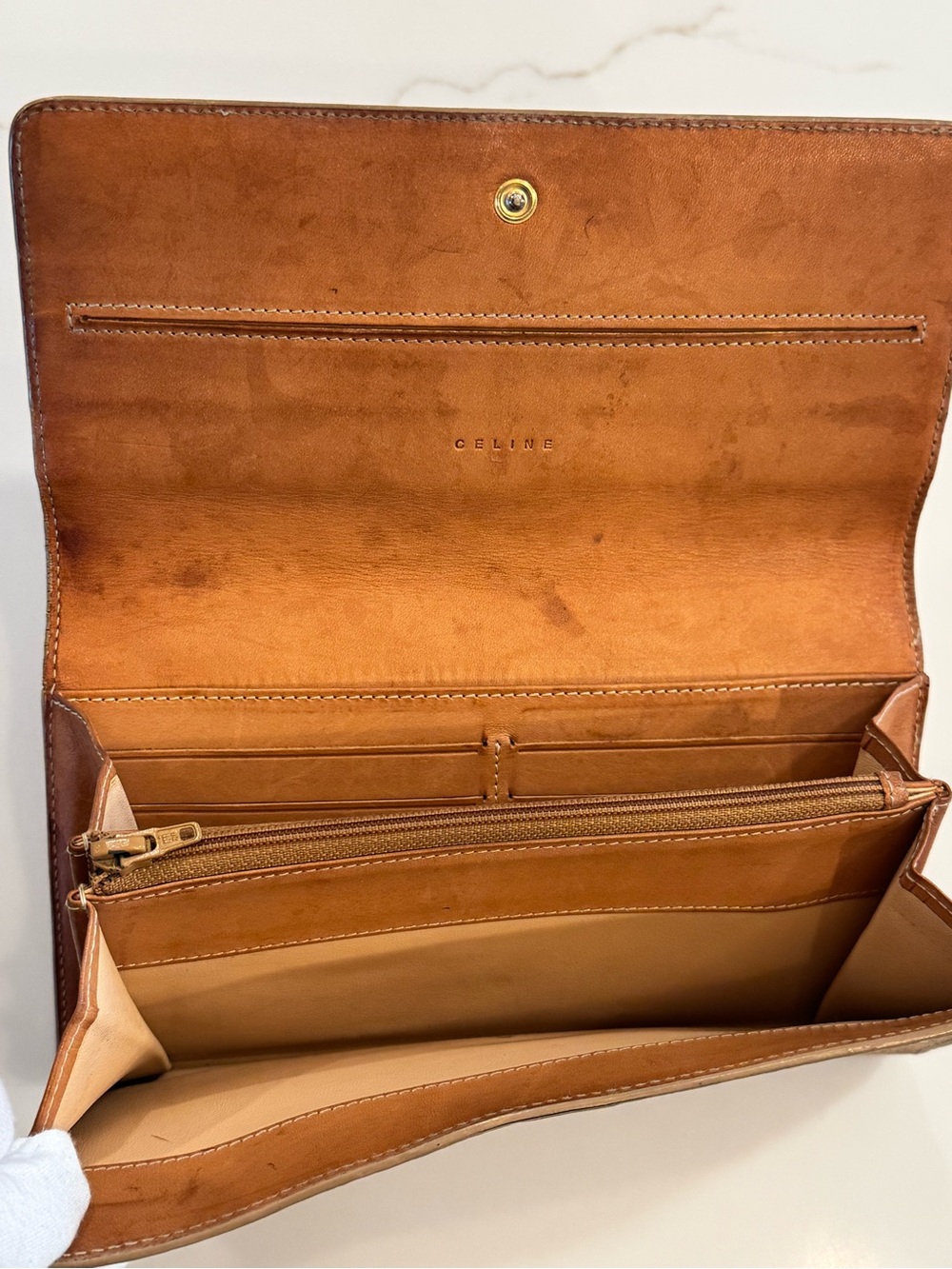 Authentic Vintage CELINE Macadam Long Wallet Beige Tan Triomphe Canvas - Picture 6 of 12
